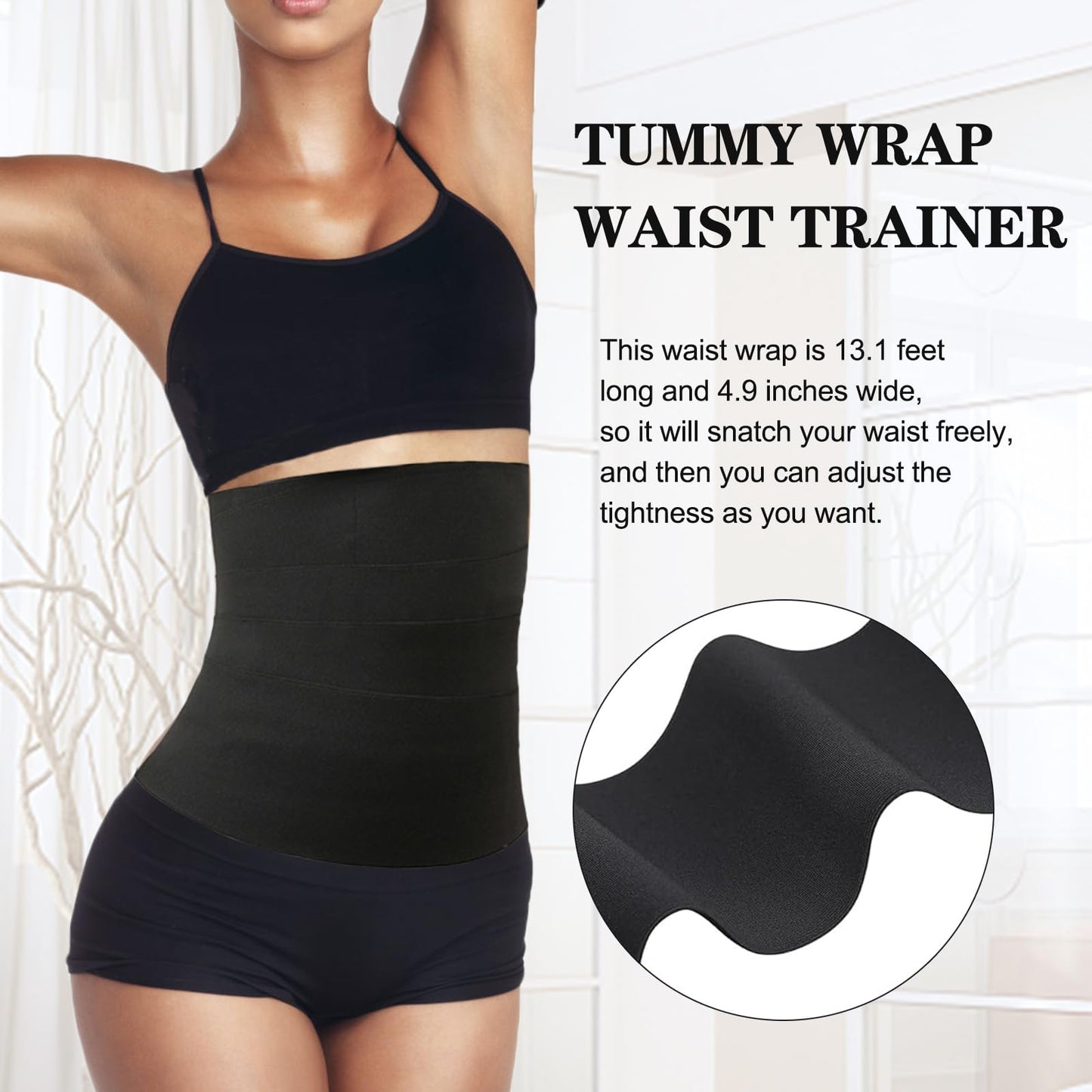 MGHLKF Waist Trainers For Women Belly Fat,Postpartum Belly Wrap For Tummy Control,Bandage Wrap Waist Trainer, Waist Trainer For Women Lower Belly Fat Black
