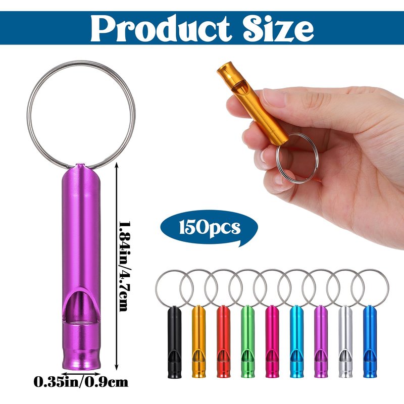 120 Pieces Aluminum Emergency Whistle, Kids Safety Whistle With Keychain, Whistles For Adults Emergency, 6 Colors Hiking Whistle Survival Whistle, For Camping, Hiking, Boating, Hunting, Fishing