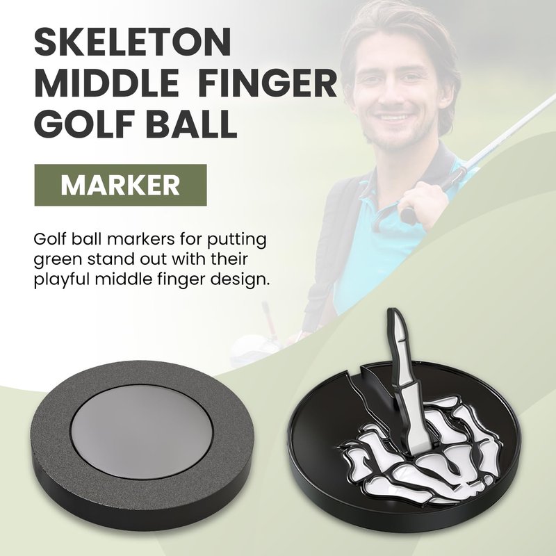 Ultimate Bone Black base Middle Finger Golf Ball Marker with Magnetic Hat Clip | Alignment Ball Mark, Funny Golf Accessories - Great Gift for Golf Lovers Golf Cap Premium Gifts, Golf Enthusiasts Gifts
