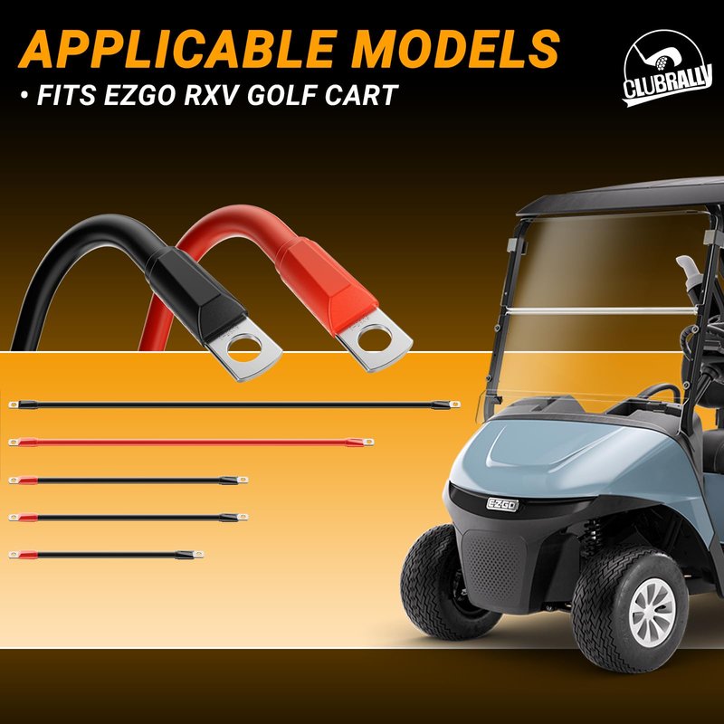 CLUBRALLY Golf Cart Battery Cables Power Wiring Kit, 2 Gauge Battery Cable for EZGO RXV Golf Carts