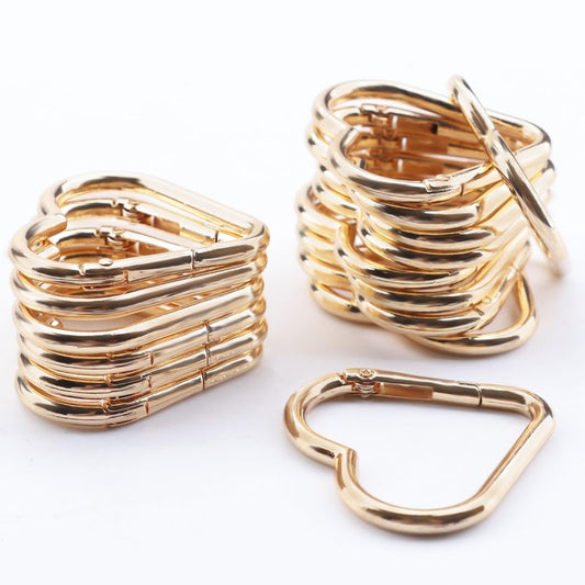 MOTOFITOOL 16-Pack Gold Heart Carabiner Clips, Cute Keychain Accessories for Backpacks & Hiking Gear, Aluminum Alloy Spring Snap Hook(Lightweight, Bulk Value Set)
