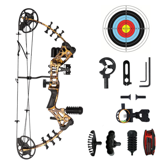 WUXLISTY Youth Compound Bow Set 15-45 Lbs for Teens and Beginner, Package with Archery Hunting Equipment, 5 Pin Sight, Max Speed 320fps, Adjustable, Right Hand, Snake Camo