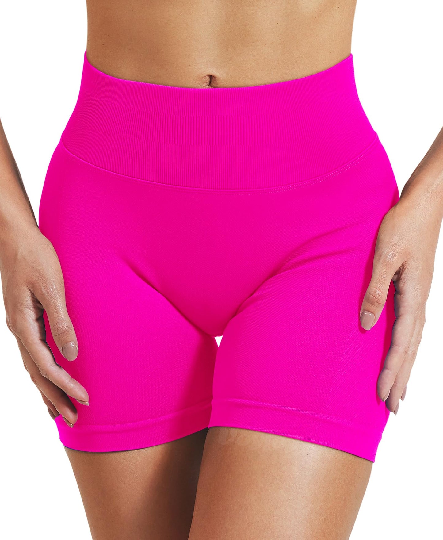 VOYJOY Women Workout Impact Shorts 2.5"/ 3.6"/ 4.5"/ 6" Scrunch Butt Lifting Gym Seamless Booty Biker Shorts Bright Fuchsia