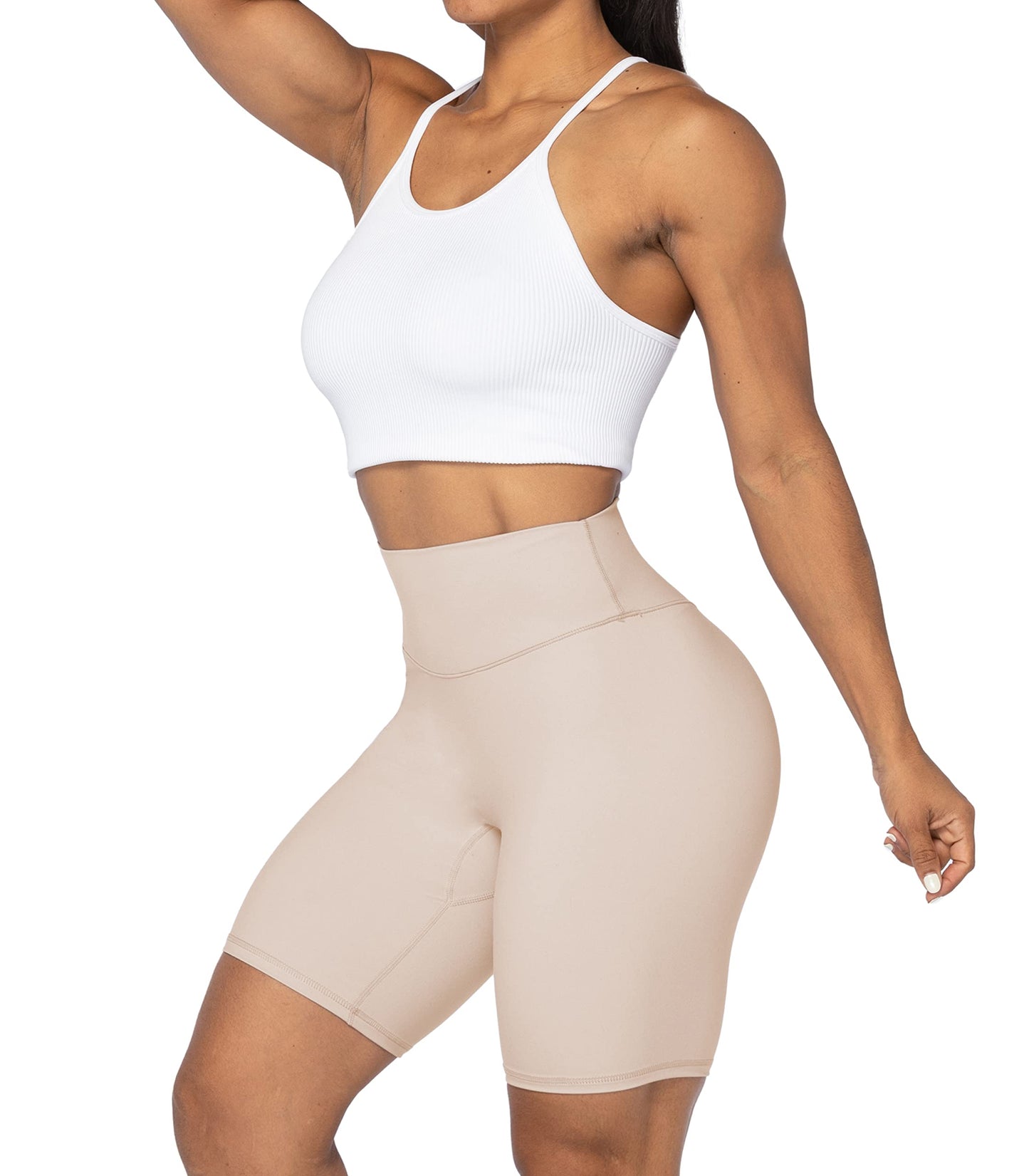 Sunzel Women's No Front Seam High Waisted Biker Shorts for Yoga Workout