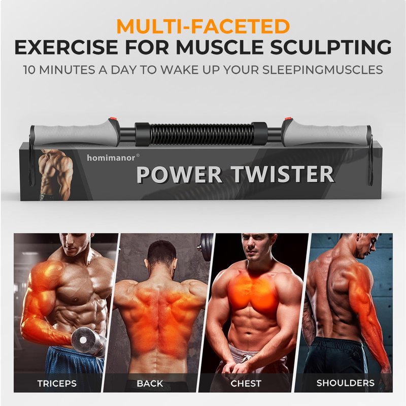 homimanor Adjustable Power Twister Bar - Chest Workout Equipment Arm Exerciser for Shoulder, Forearms, Biceps and Back, Home Gym Upper Body Workout Equipment for Men (66-110 lbs)