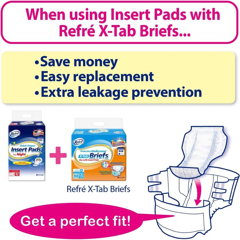 Adult Diaper Insert Pads - Unisex Booster Liners with Odor Control & Leak Protection | 600cc Absorbent, 11"x19.3" (42 Count)