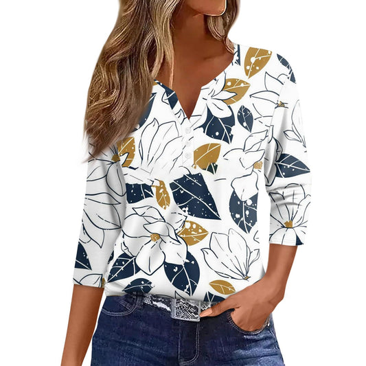 3/4 Length Sleeve Womens Tops Plus Size, V Neck 3/4 Sleeve Tops for Women,Ladies Tops and Blouses 3/4 Sleeve,Plus Size Summer Tops for Women