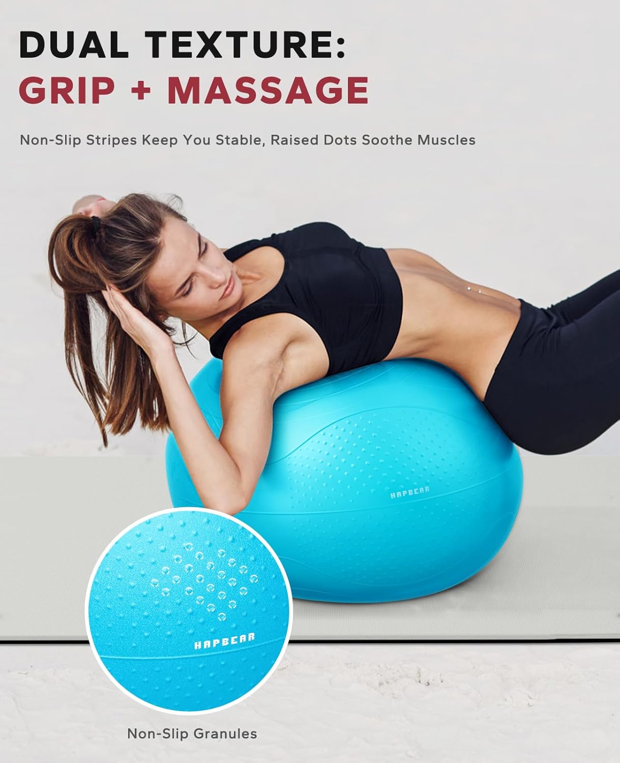Exercise Ball - Anti-Burst Slip-Resistant Yoga/Pilates Ball for Core Training | 22''/26''/30'' Sizes, Includes Quick Pump & 3 Resistance Bands