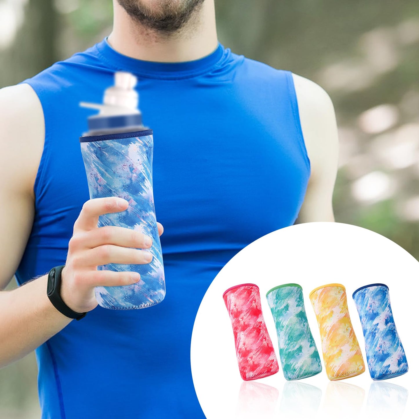 lasuroa 4pcs Sleeve for Cirkul Water Bottle 32oz, Neoprene Water Bottle Sleeve for Cirkul Plastic Water Bottle Protective Cover Insulated Water Bottle Cover for Retaining Temperature(4 Colors)