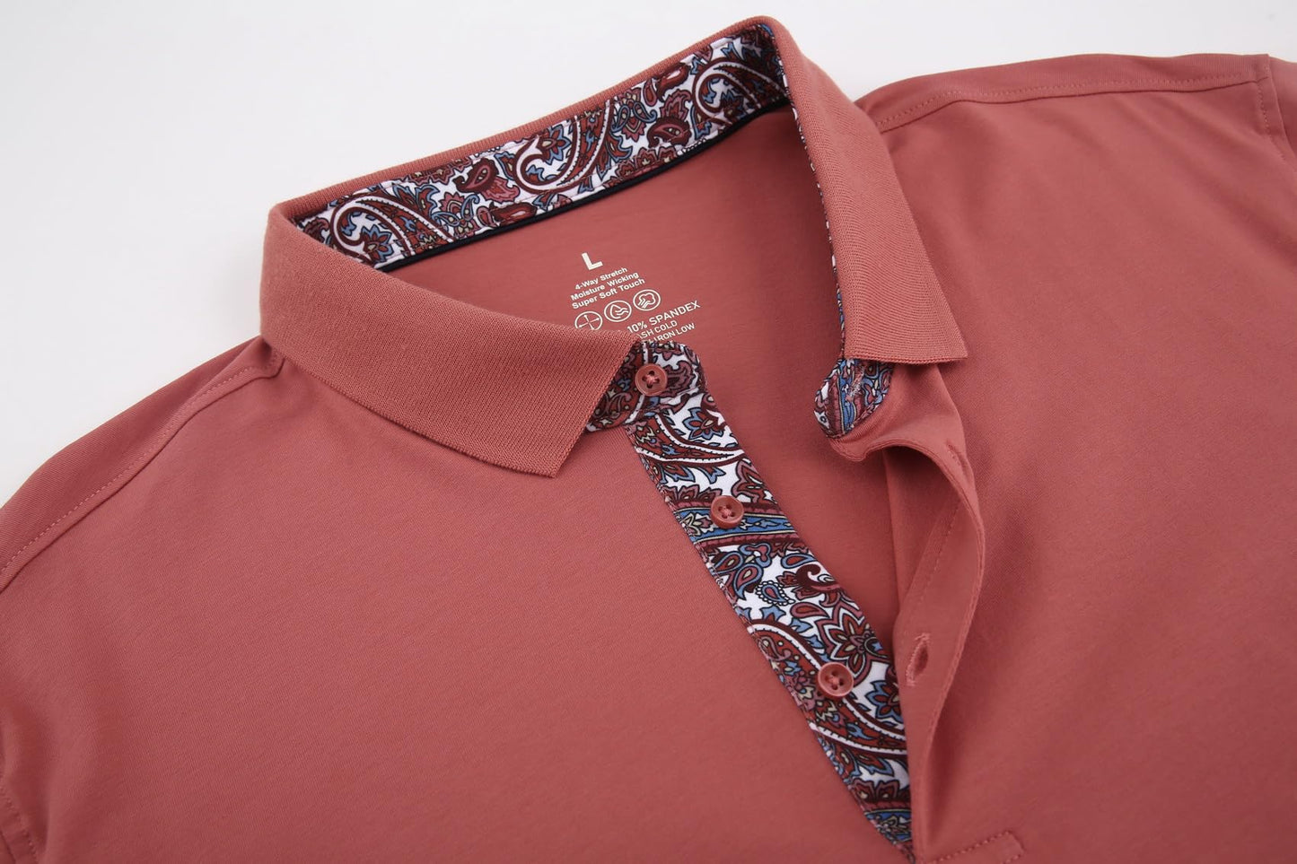 Alex Vando Mens Polo Shirts Short Sleeve Regular Fit Fashion Designed Shirt,Vermilion,L