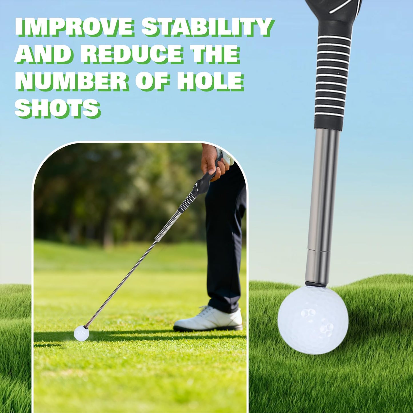 Crystalberry Retractable Golf Swing Training Aid Golf Training Aid for Warm-Up Portable Golf Swing Trainer Golf Accessories Strength & Tempo Training for Chipping Hitting