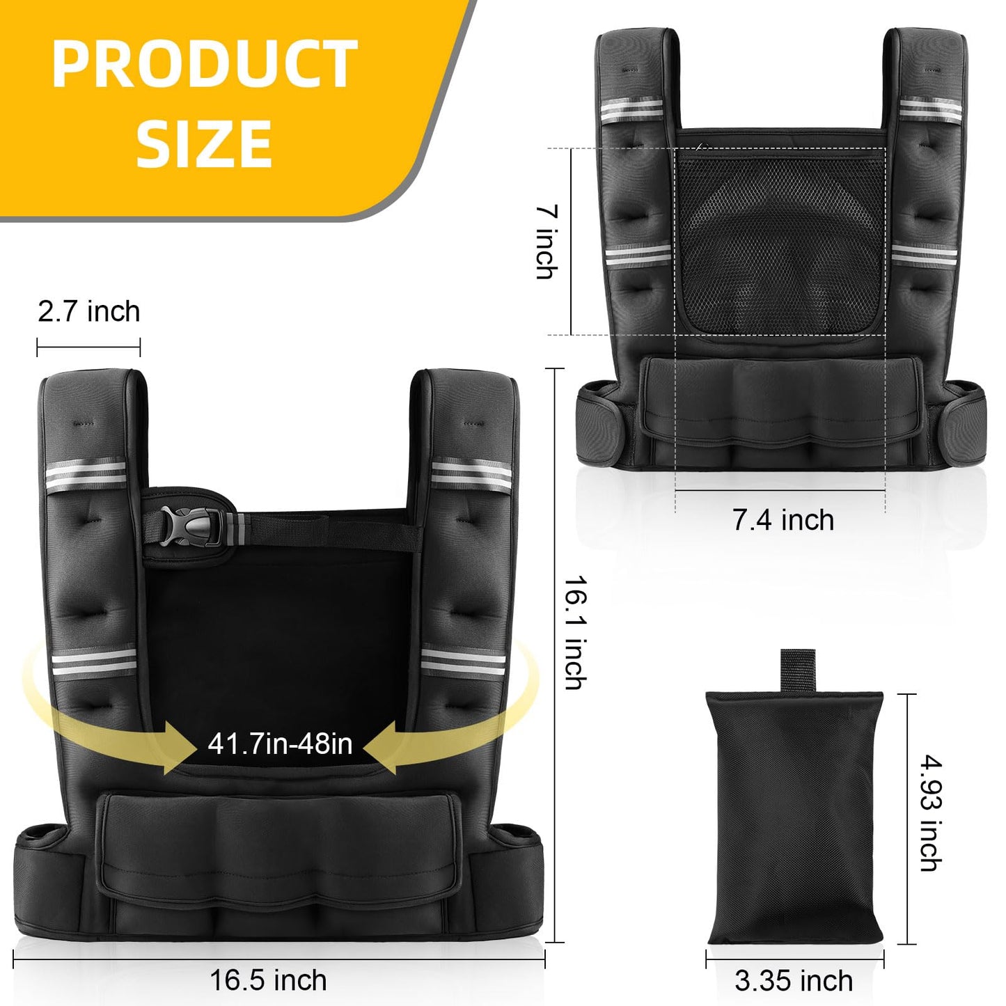 Prodigen Adjustable Weighted Vest Woman, 4–12lb Weighted Vest with 6 Removable Weight Bags and Pocket | Weight Vest for Men and Women – Ideal for Walking, Running, Weight Loss, Strength Training