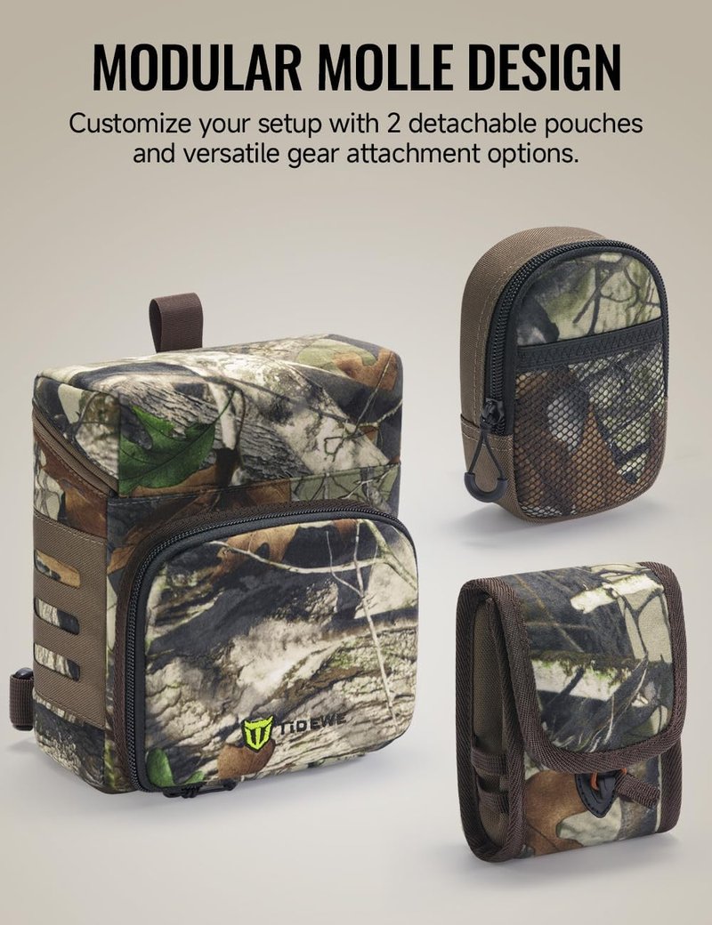 TIDEWE Binocular Harness Chest Pack - Lightweight & Waterproof with MOLLE System | Next Camo G2, 2 Detachable Pouches