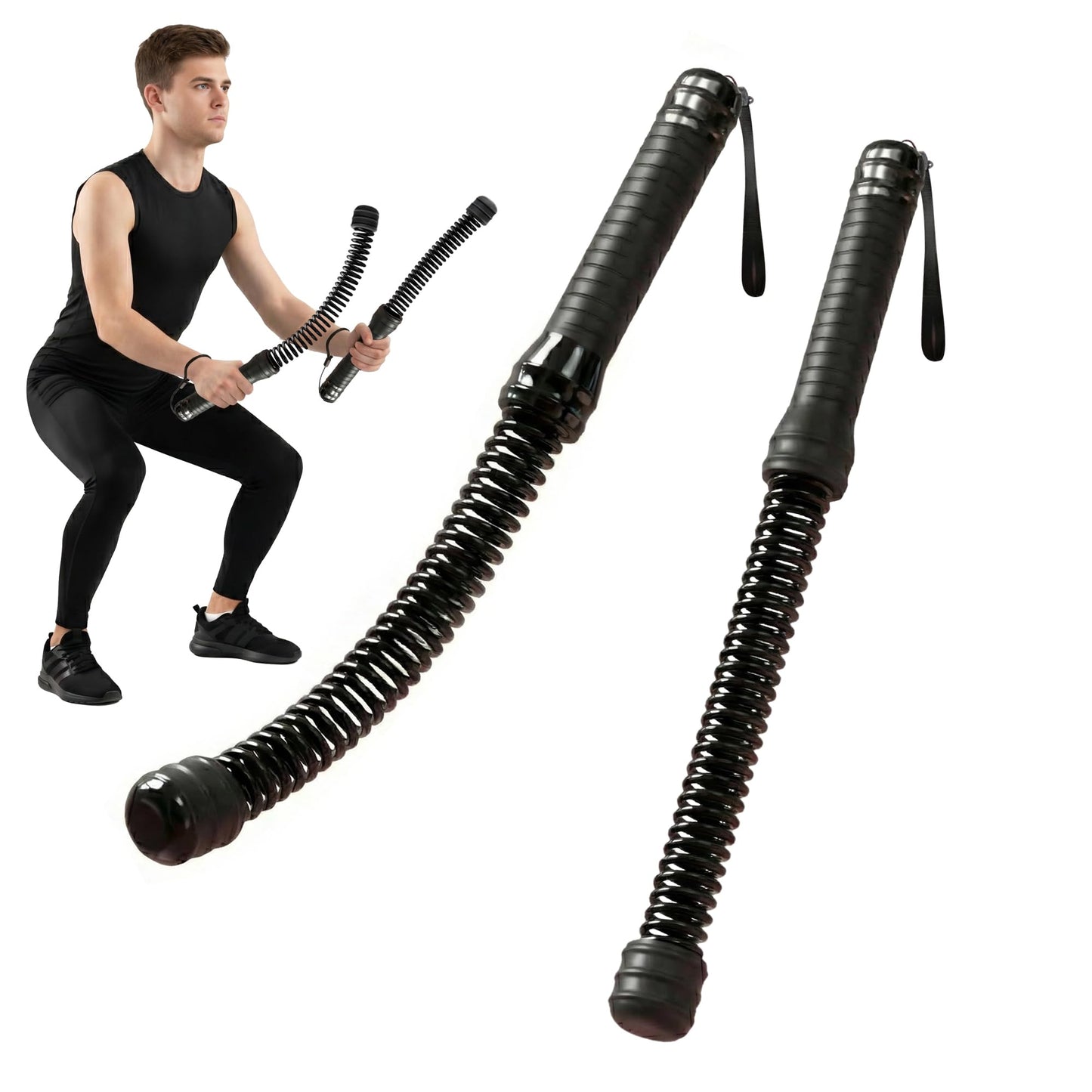 2Pcs Weighted Ropeless Battle Ropes, Heavy Duty Portable Cordless Battle Ropes for Home Gym with Poster, Workout Exercise Rope for Strength Building, HIIT and Low-Impact Aerobic Training for Men & Women