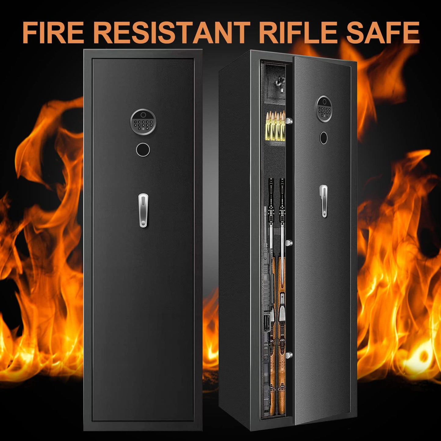 TOLEBLID [2024 New] 11-12 Fireproof Biometric Safes for Home Rifle