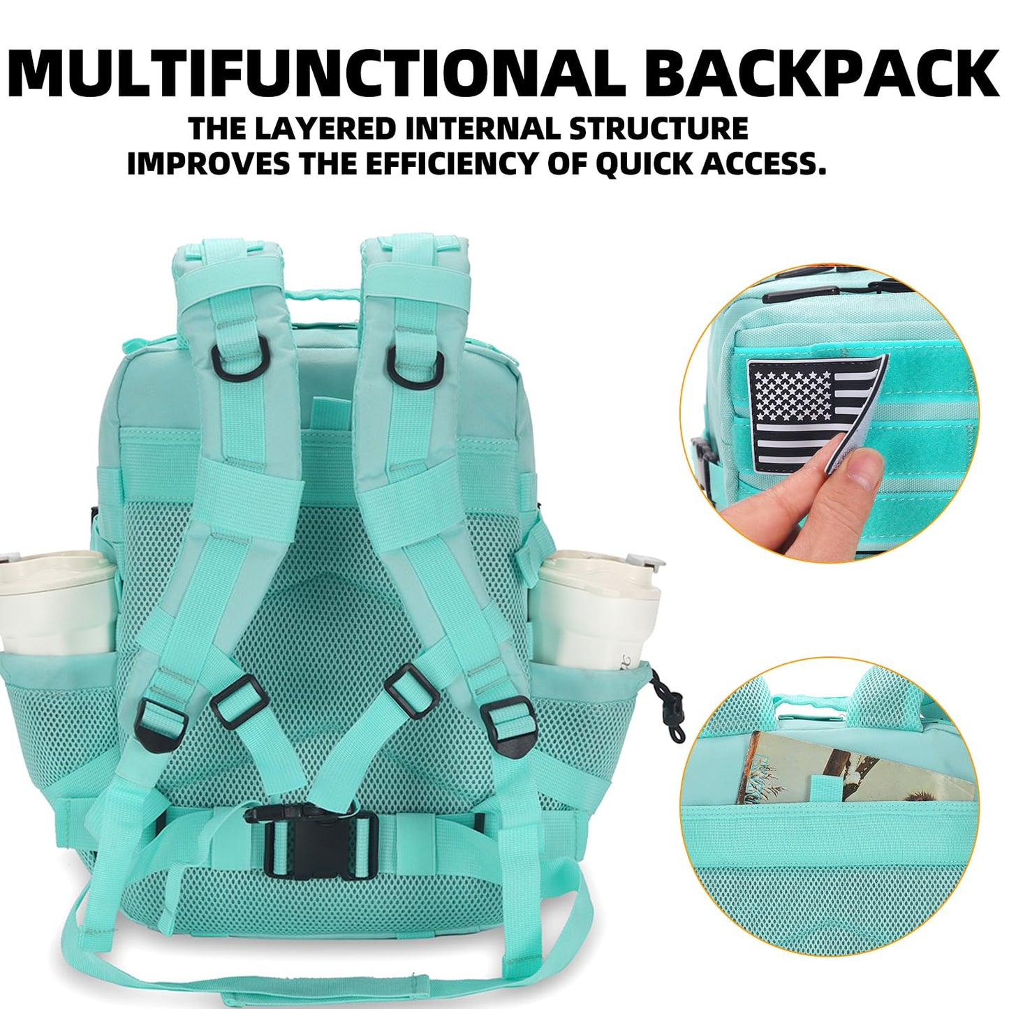 Lovelinks21 25L Tactical Backpack for Men and Women Military Backpack Small Assault Pack Molle Backpack Bug Out Bag Travel Rucksack Daypack (Mint Green)