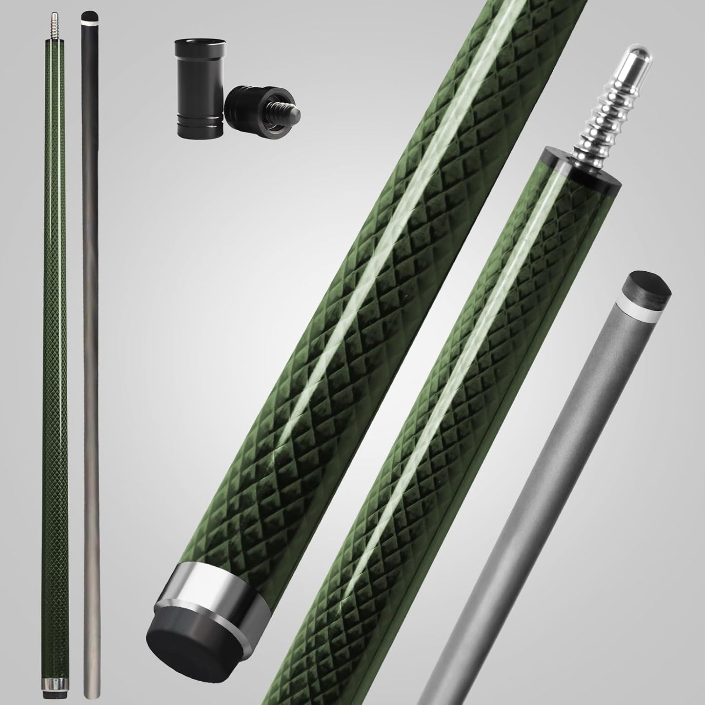 Carbon Fiber Pool Cue Stick - Low Deflection Billiard Cue with Premium Shaft & Wrapless Grip | 3/8-8 Joint