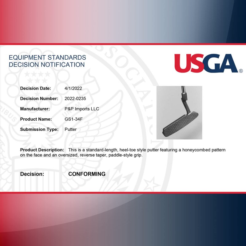 GoSports GS1 Tour Golf Putter - 34 Inch Right-Handed Blade Putter with Oversized Fat Grip and Milled Face