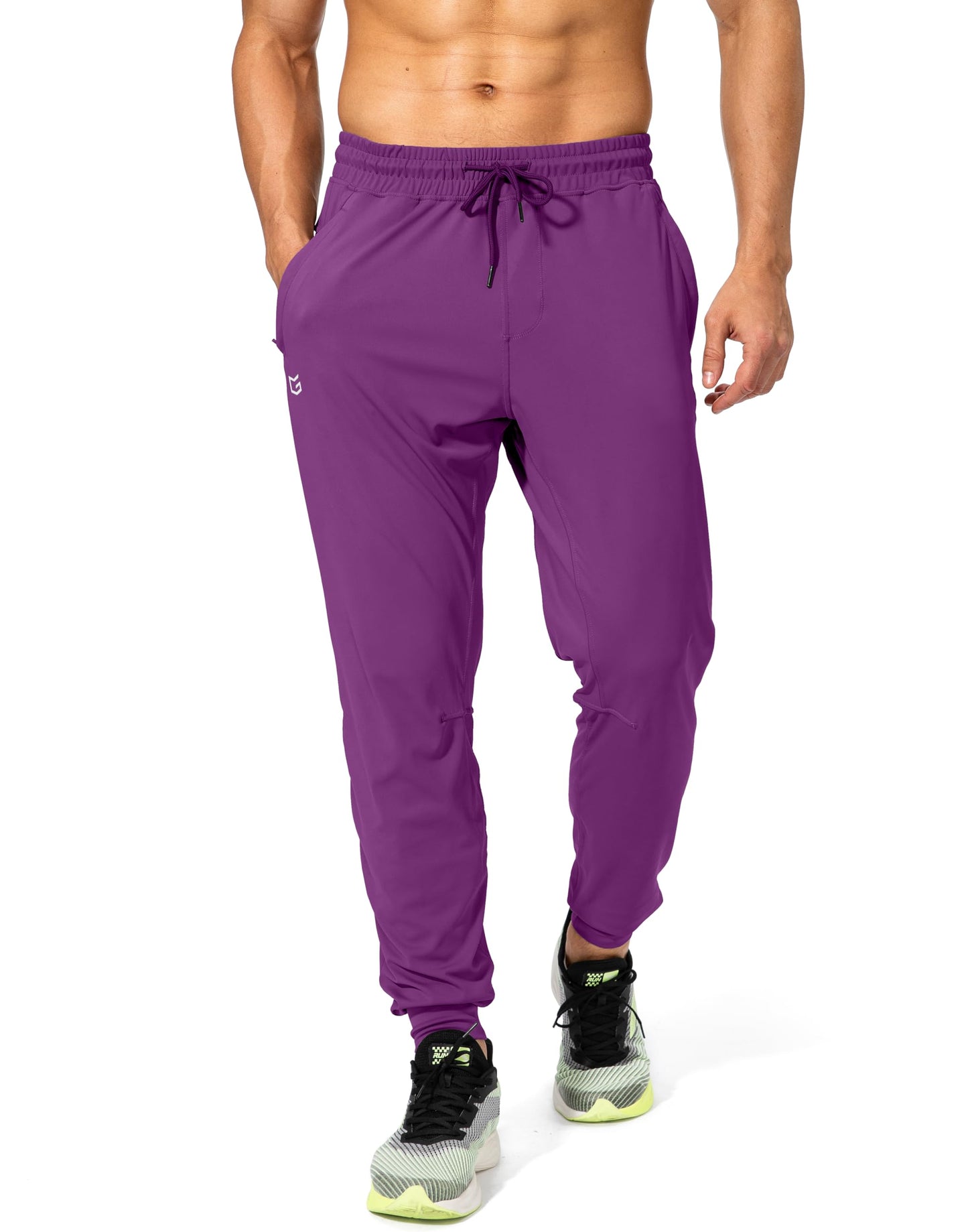 Men's Sweatpants with Zipper Pockets Athletic Pants Traning Track Pants Joggers for Men Soccer, Running, Workout (Purple, XX-Large)