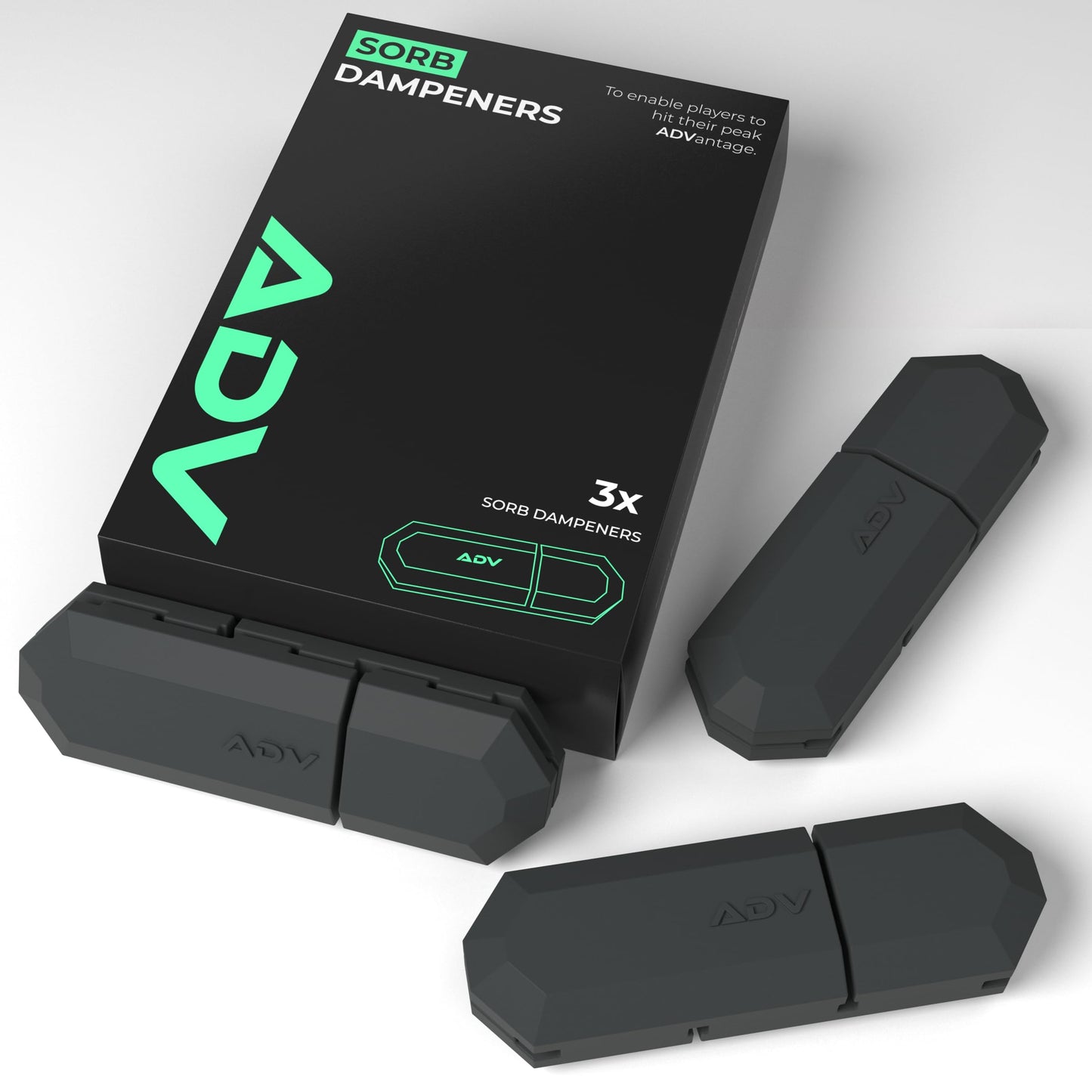 ADV Tennis Dampener with Custom Feel, Racket Shock Absorber to Reduce Vibration and Stay on The Racket, Engineered Poly-Silicone Tennis Racket Dampener, Black, Sorb 3-Pack…