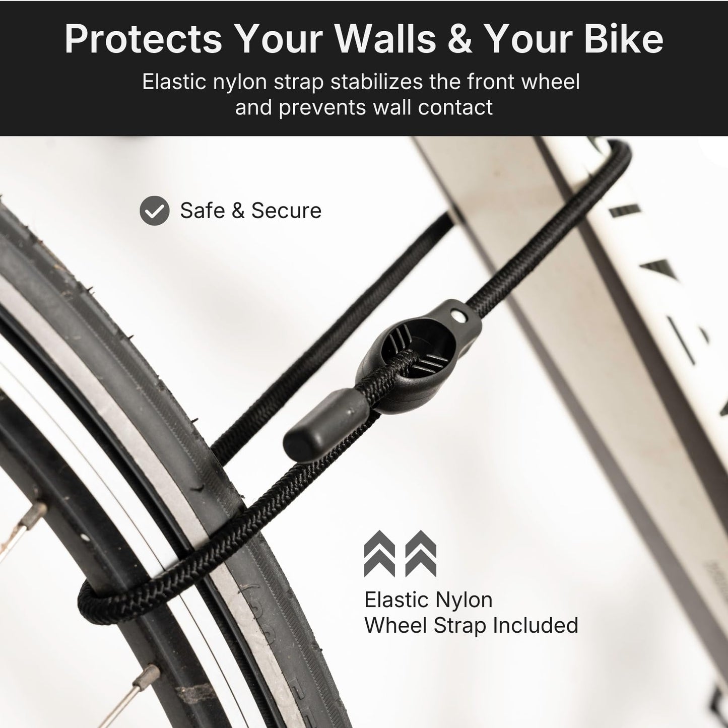 DUROVELO Bike Wall Mount - Horizontal Wall Hanger, Adjustable Design for Road, Mountain and Hybrid Bikes up to 48.5 lbs - Space-Saving Bike Rack for Garage or Apartment - Sturdy Indoor Bicycle Storage