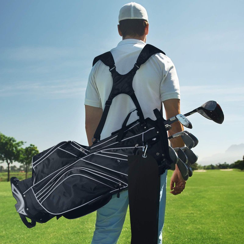 Tangkula Golf Stand Bag with 6 Way Top Dividers, Lightweight Golf Bag with Adjustable Dual Strap & 8 Pockets, Waterproof Rain Hood, Portable for Men Women
