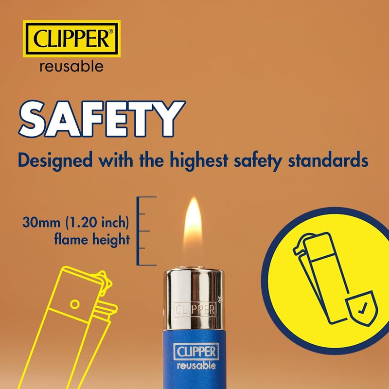 Classic Large Reusable Lighter - Premium Refillable Butane Lighters | 12 Pack Assorted Designs
