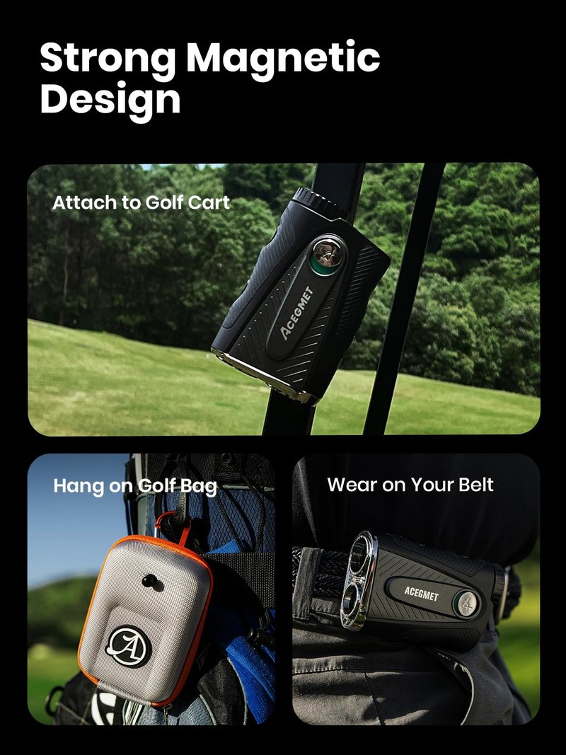 ACEGMET PF2C Golf Rangefinder with Slope, 0.3s Flag Pole Locking Vibration, ±1yd Accuracy, 1100 Yards Rechargeable Laser Range Finder Golf with Magnetic, Golf Accessories for Men