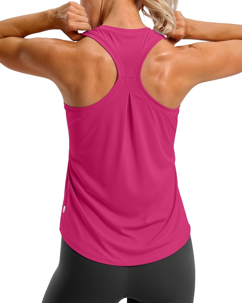 Women's Racerback Yoga Tank Tops - Loose Fit Athletic Sleeveless Running Shirts for Gym Workouts