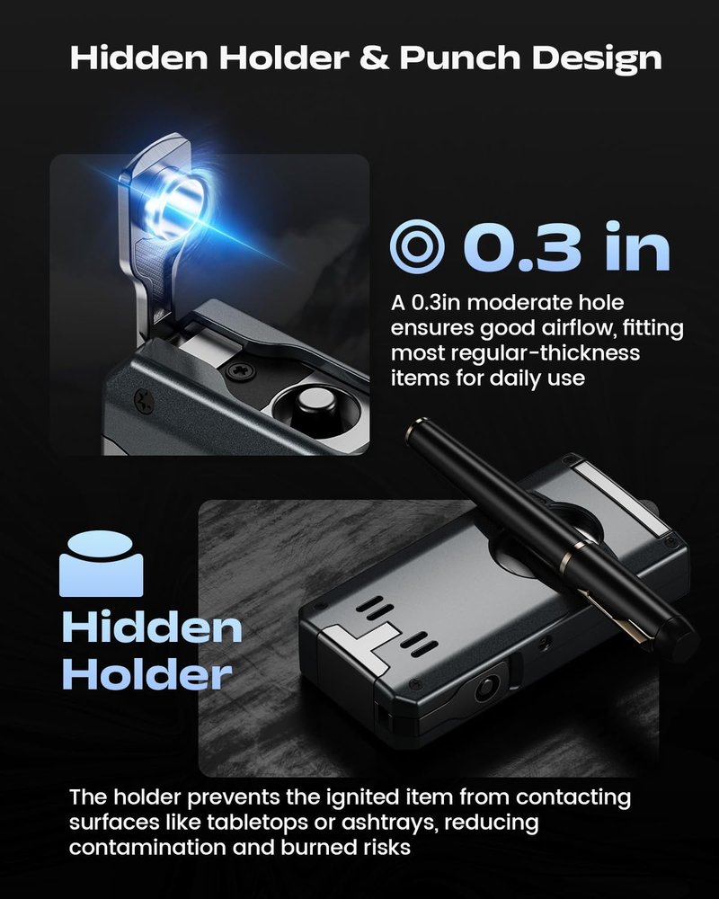 5-in-1 Torch Lighter with Holder, V & Straight Tool, Dual Jet Flame, Gifts for Men, Multifunctional Accessories, Adjustable & Windproof Lighter Set, Refillable Butane Lighter for Travel