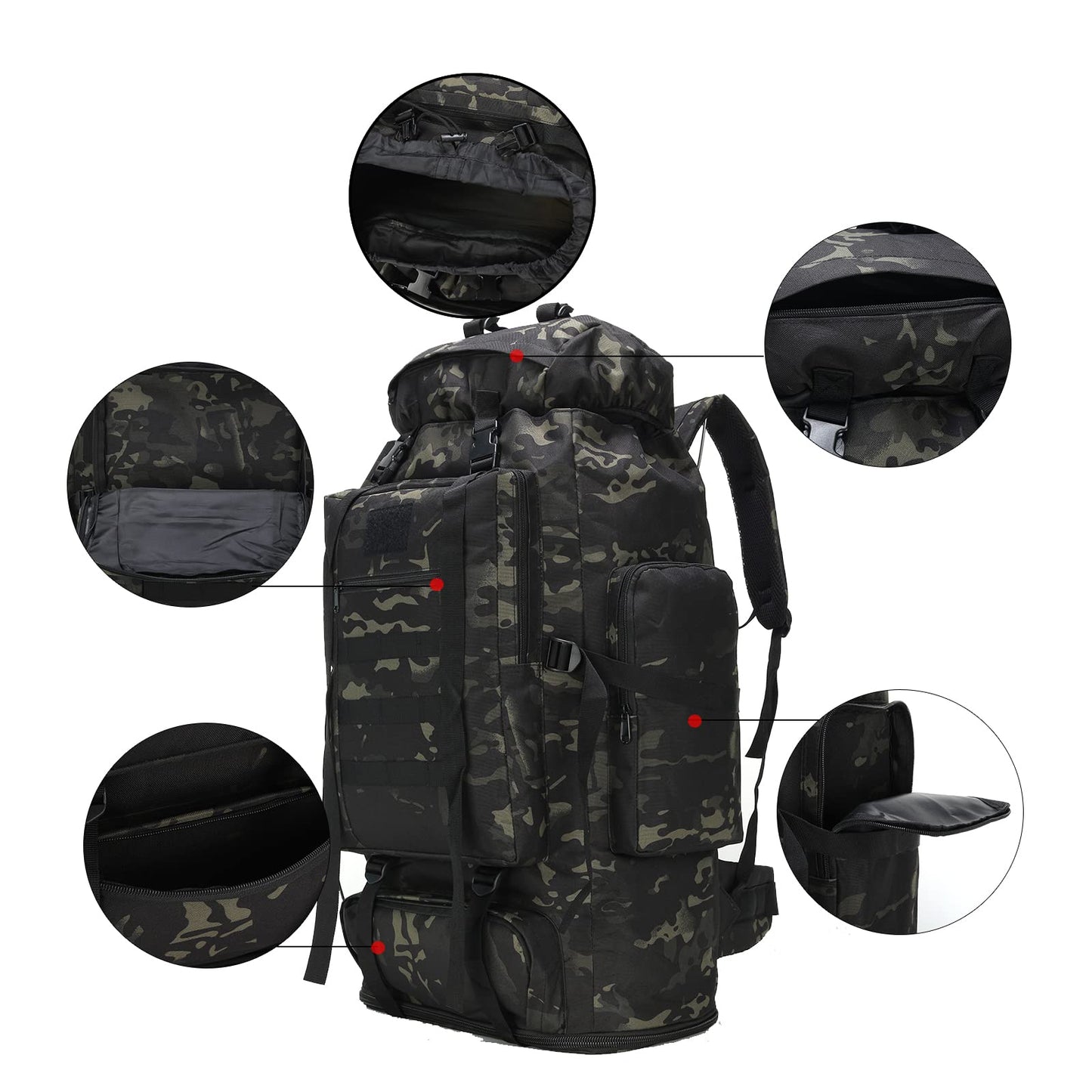 W WINTMING Hiking Backpack for Men 70L/100L Camping Backpack Military Rucksack Molle 3 Days Assault Pack for Climbing