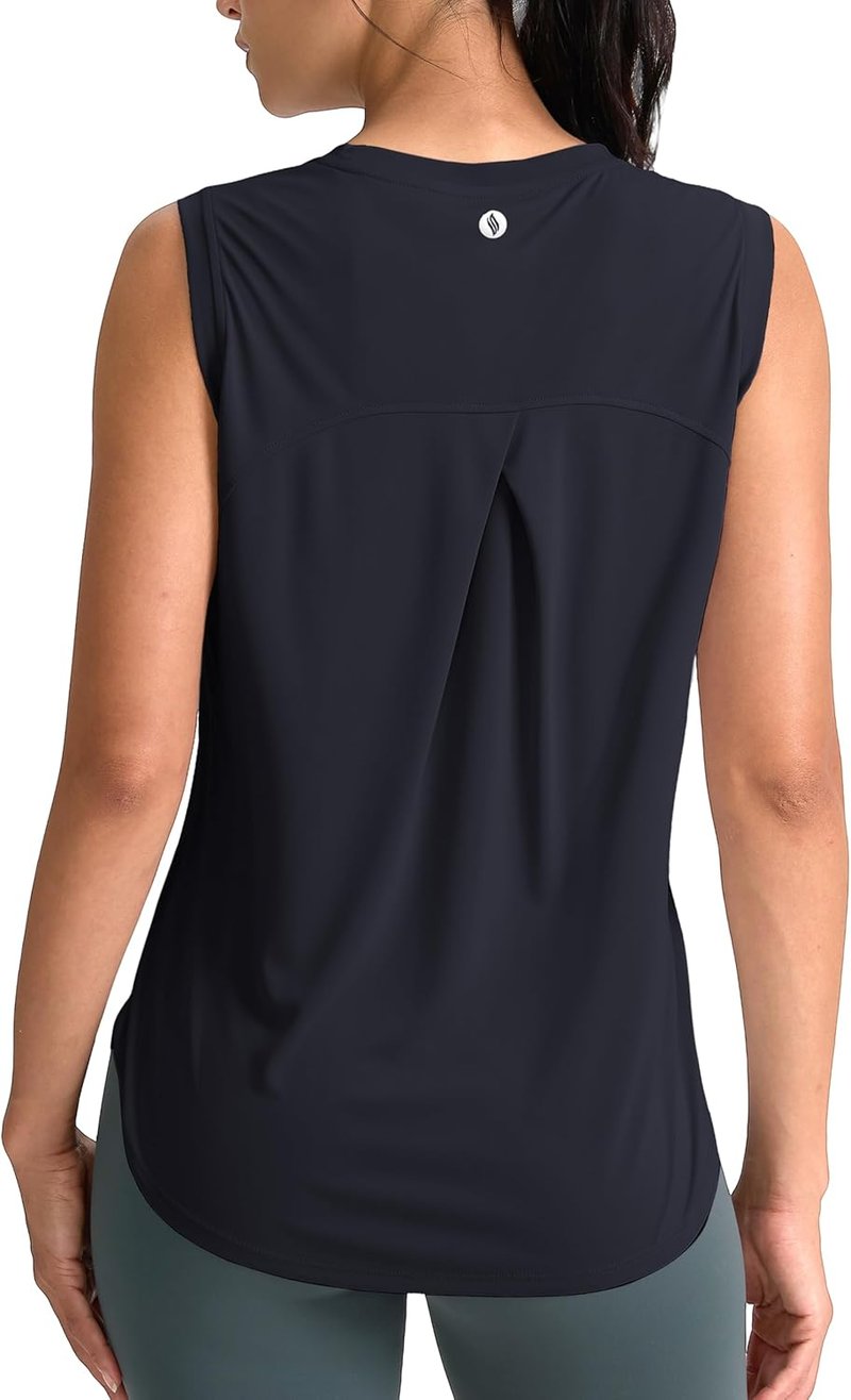 SANTINY Women's Sleeveless Workout Tops - Breathable Lightweight Yoga & Tennis Tank Shirts | Athletic Running Activewear