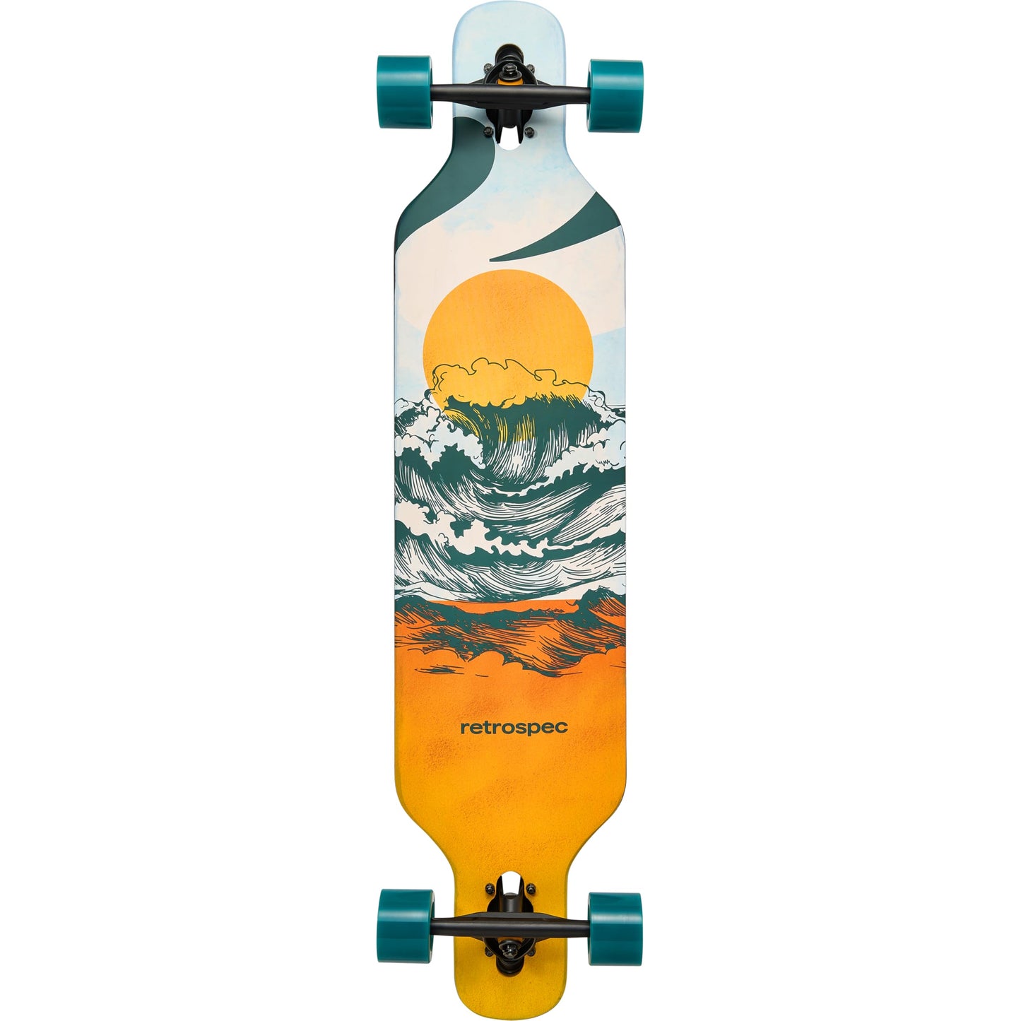 Retrospec Rift Drop-Through Longboard Skateboard - 41in x 9.5in Canadian Maple Deck with ABEC-7 Bearings, 70mm PU Wheels & Reverse Kingpin Trucks for Cruising & Downhill