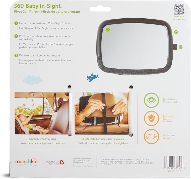 Baby Car Mirror - 360° Adjustable Rear-Facing Auto Mirror for Safety | Black