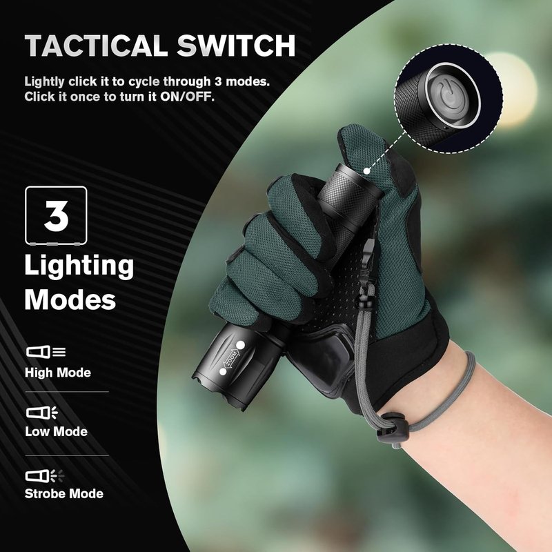 RECHOO 4Pack LED Flashlight, Bright Small Flashlights High Lumens with 3 Modes, Pocket Mini Flashlight Battery Powered, Flash Light Adjustable Focus, Waterproof Flashlights for Home Emergency Camping