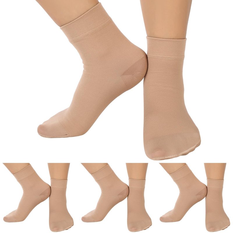 Shinymoon 4 Pairs Ankle Compression Socks 20-30 mmHg Closed Toe Ankle Compression Sleeve Brace Support Sleeve support anklet for Women Men(Nude Color,S/m)