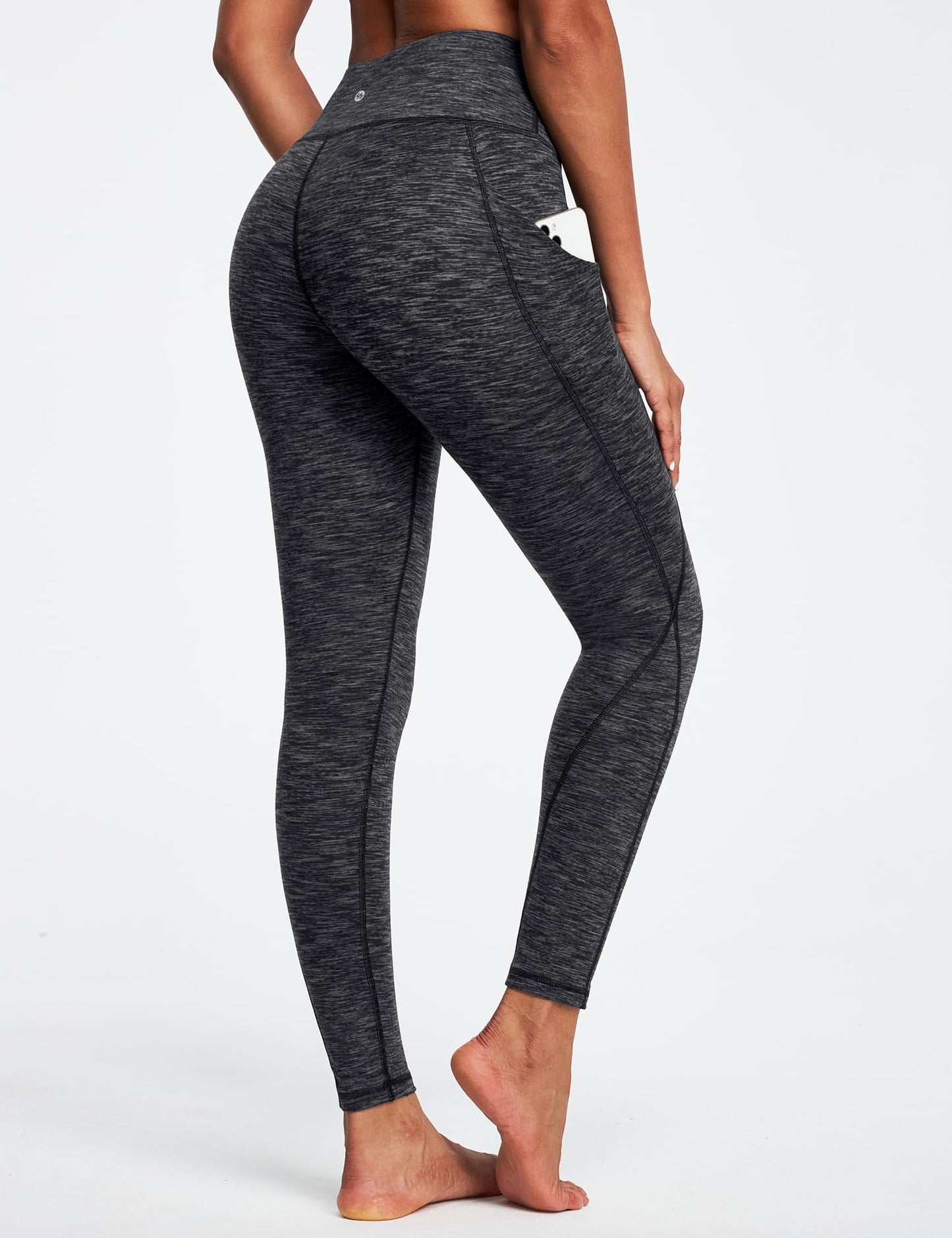 Ewedoos Spacedye Charcoal High Waisted Leggings with Pockets for Women, Tummy Control Athletic Pants