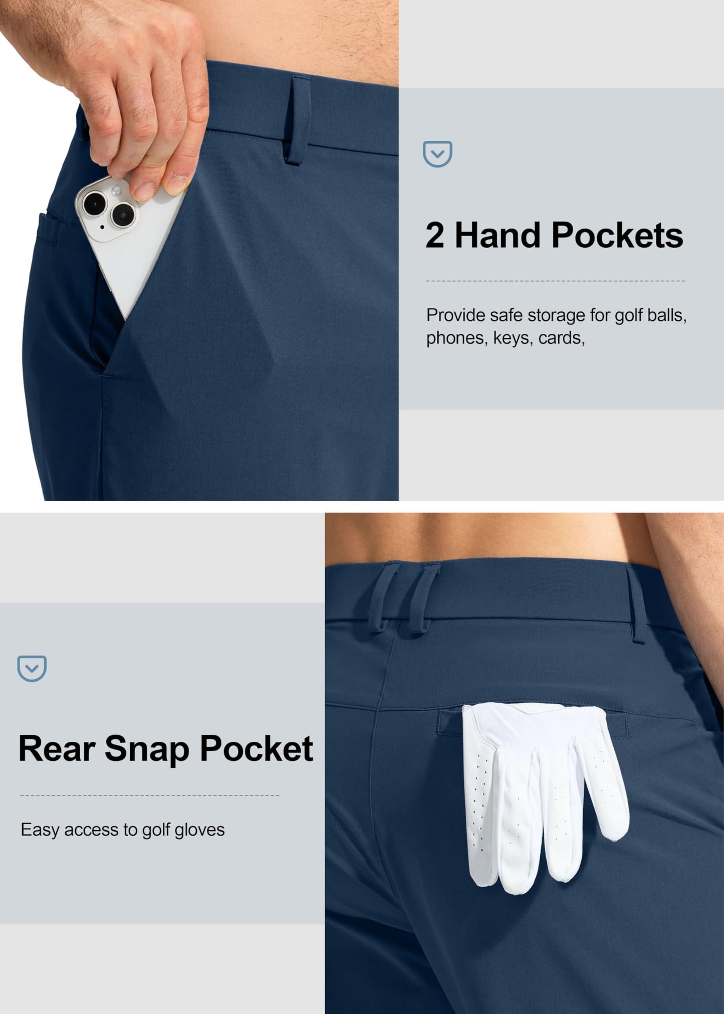 Pudolla Men's Golf Pants Work Dress Comfy Pants Casual Slacks Trousers with Pockets(Navy 42Wx30L)