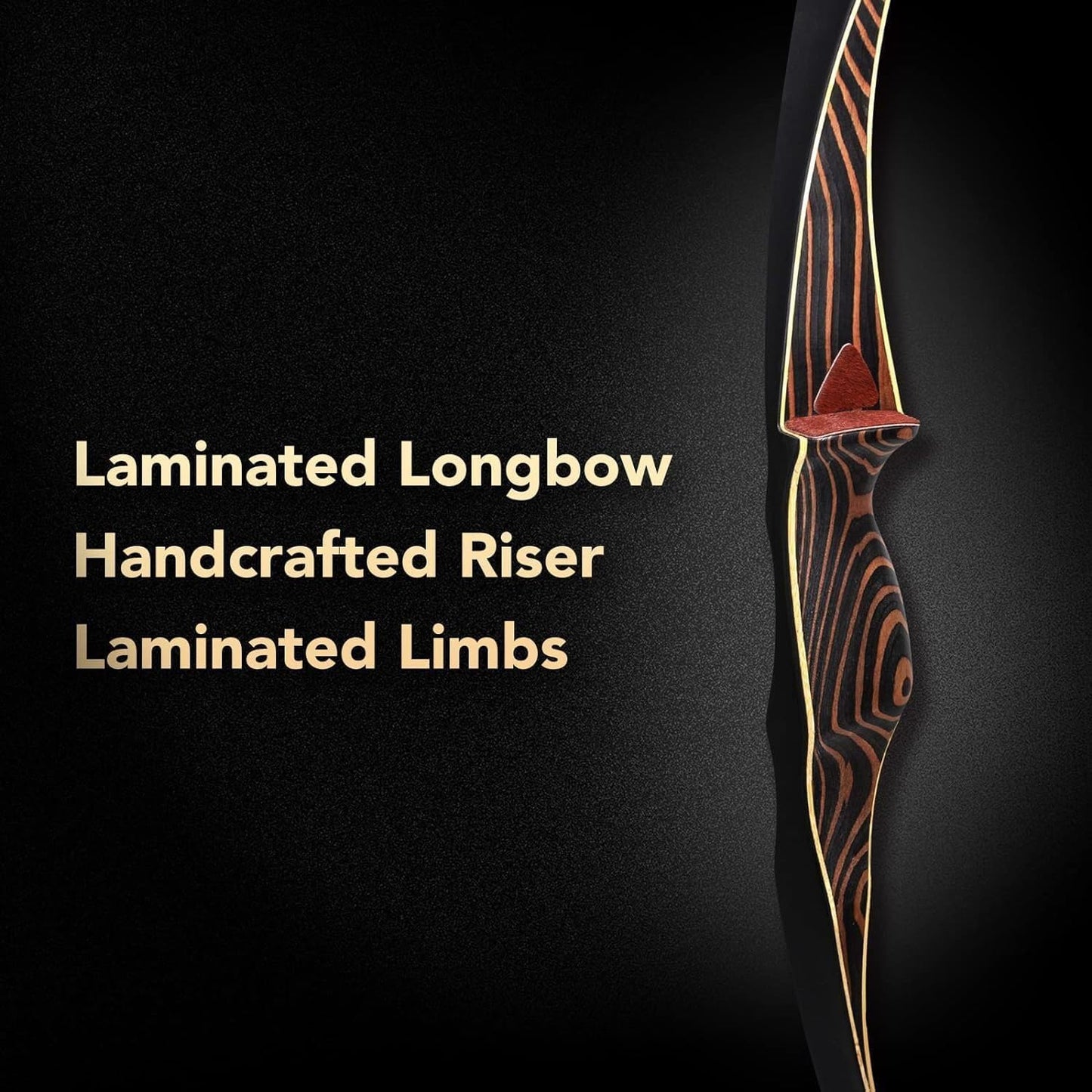 Deerseeker Outdoor Archery 54" Traditional Bow Hunting Longbow with Bamboo Core Limbs Handmade Recurve Bow RH/LH for Targeting Practice Shooting Youth & Adults Bow Set (45lb, Right Hand)