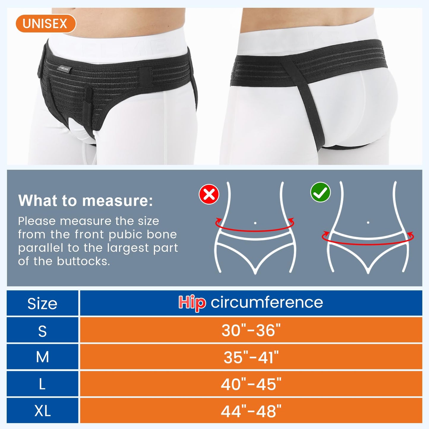 Willcom Hernia Belt for Double Inguinal, Hernia Support Truss for Men and Women, Pain Relief Recovery Adjustable Strap with 2 Removable Medical Compression Pads (Medium)