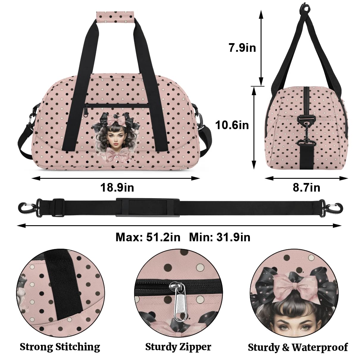 Gym Bag for Kids Girls, Bow Knot Girl Small Duffel Bag with Padded Handles Carry On Weekend Travel Bag for School Practice Ball Games