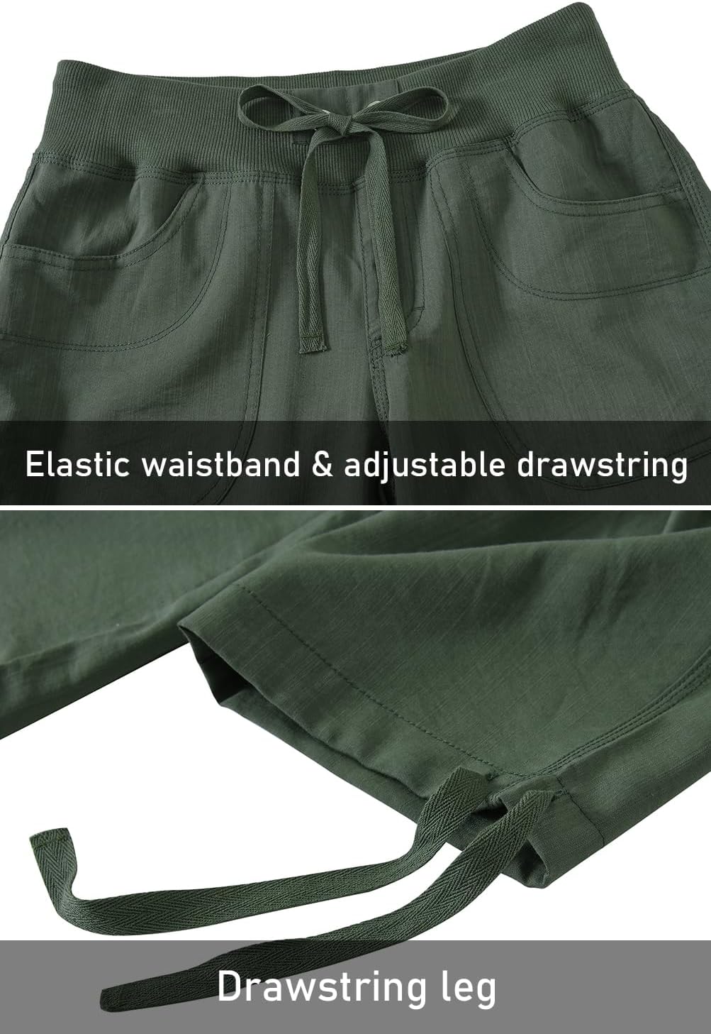 Womens Capris with Pockets - Lightweight Casual Capri Pants for Hiking | Loose Fit Baggy Style