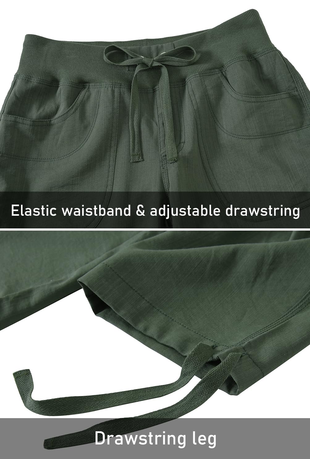 Womens Hiking Cargo Shorts Dry Fit Stretch Athletic Shorts with Pockets Army Green X-Large