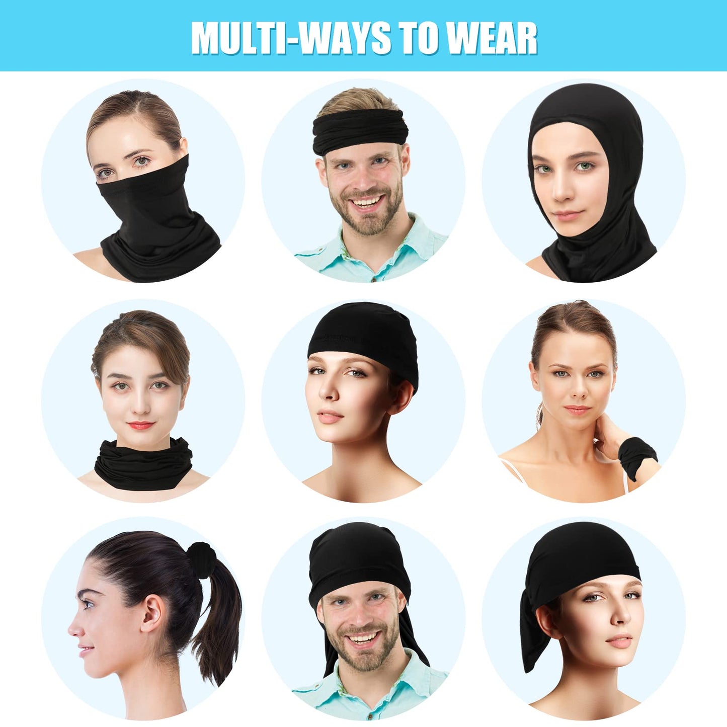 Fivali 6 Pack Neck Gaiter Face Mask: Cooling Windproof Breathable Bandana