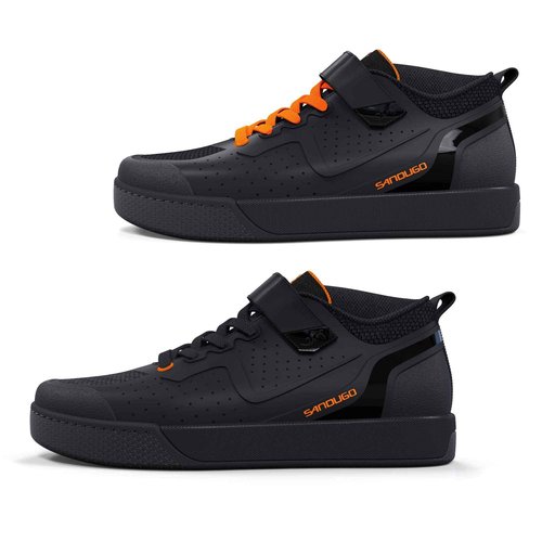 Mens MTB Mountain Bike SPD Cycling Shoes,Suitable Mountain Biking DH Enduro, Compatible All 2 Bolts Pedals,Size 12 Black/Orange