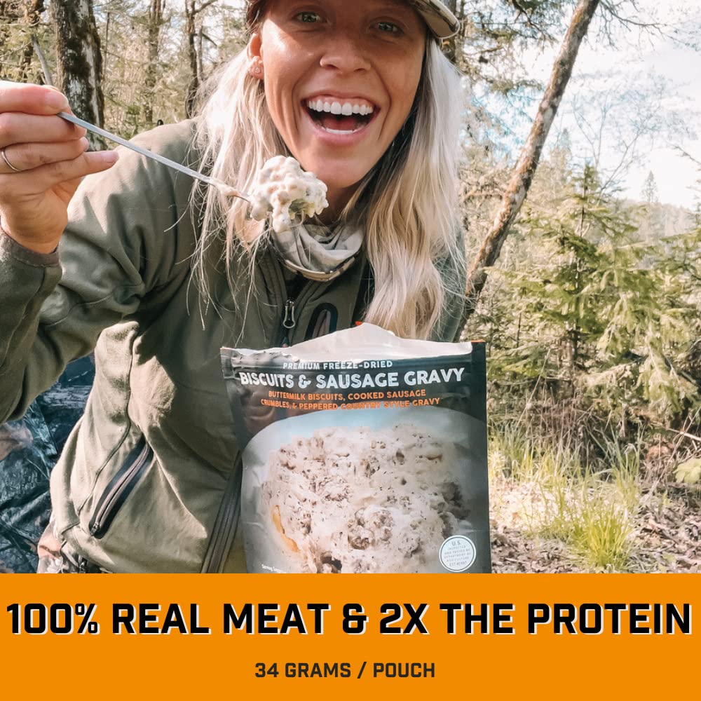 Peak Refuel Biscuits and Gravy | Premium Freeze Dried Camping Food | Backpacking & Hiking MRE Meals | Just Add Water | 100% Real Meat | 53g of Protein | 2 Serving Pouch (2 Serving Pouch)