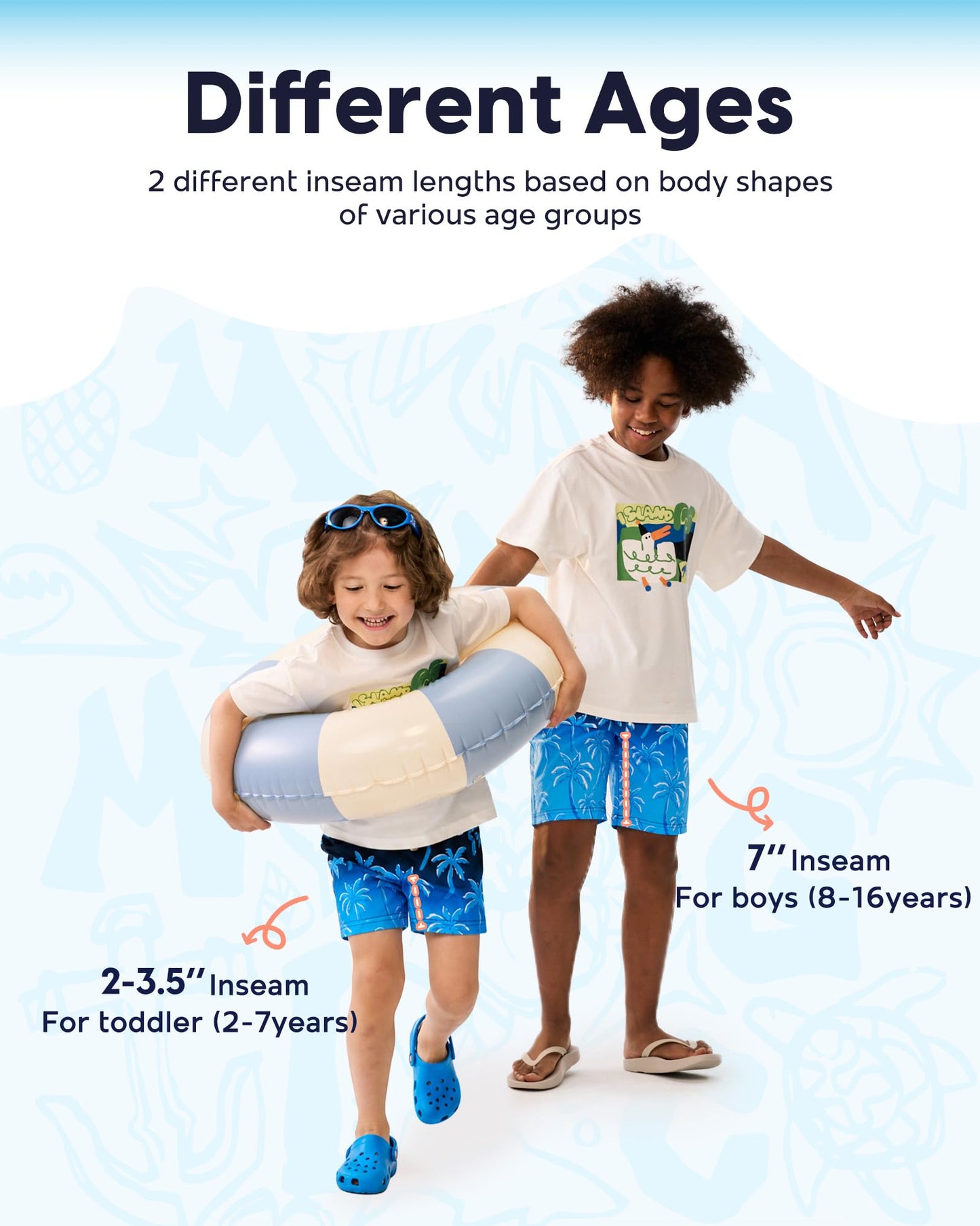 maamgic Boys Swim Trunks with Compression Liner Toddler Stretch Swim Shorts Quick Dry Swimming Trunks Boxer Brief 2 in 1 Beach Shorts Pink Blue Shark 14/16