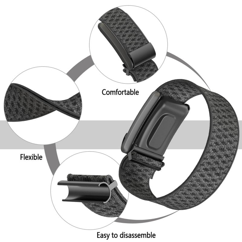 Pashm Stretchy Bands Compatible with Whoop 4.0 for Women Men, Adjustable Sport Comfort Nylon Stretchy Elastic Braided Wristbands for Whoop 4.0 Wearable Health, with U Shapped Connector