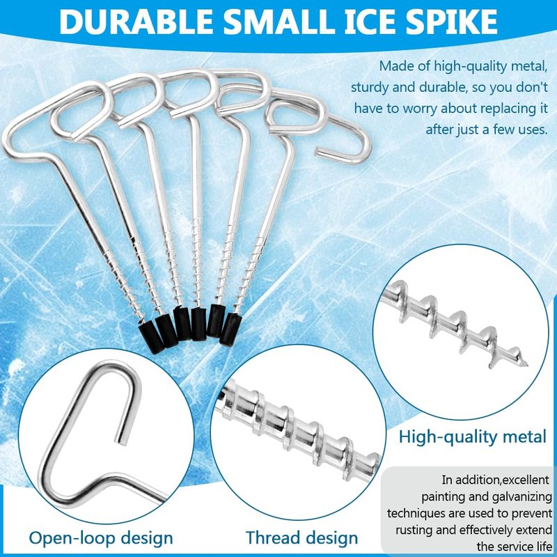 Ice Anchor Tool Kit, Ice Fishing Tent Stakes & Nails with Drill Adapter, Stainless Steel Auger Accessories Set with Threaded Gear & Protective Bag for Camping Shelters and Shanties