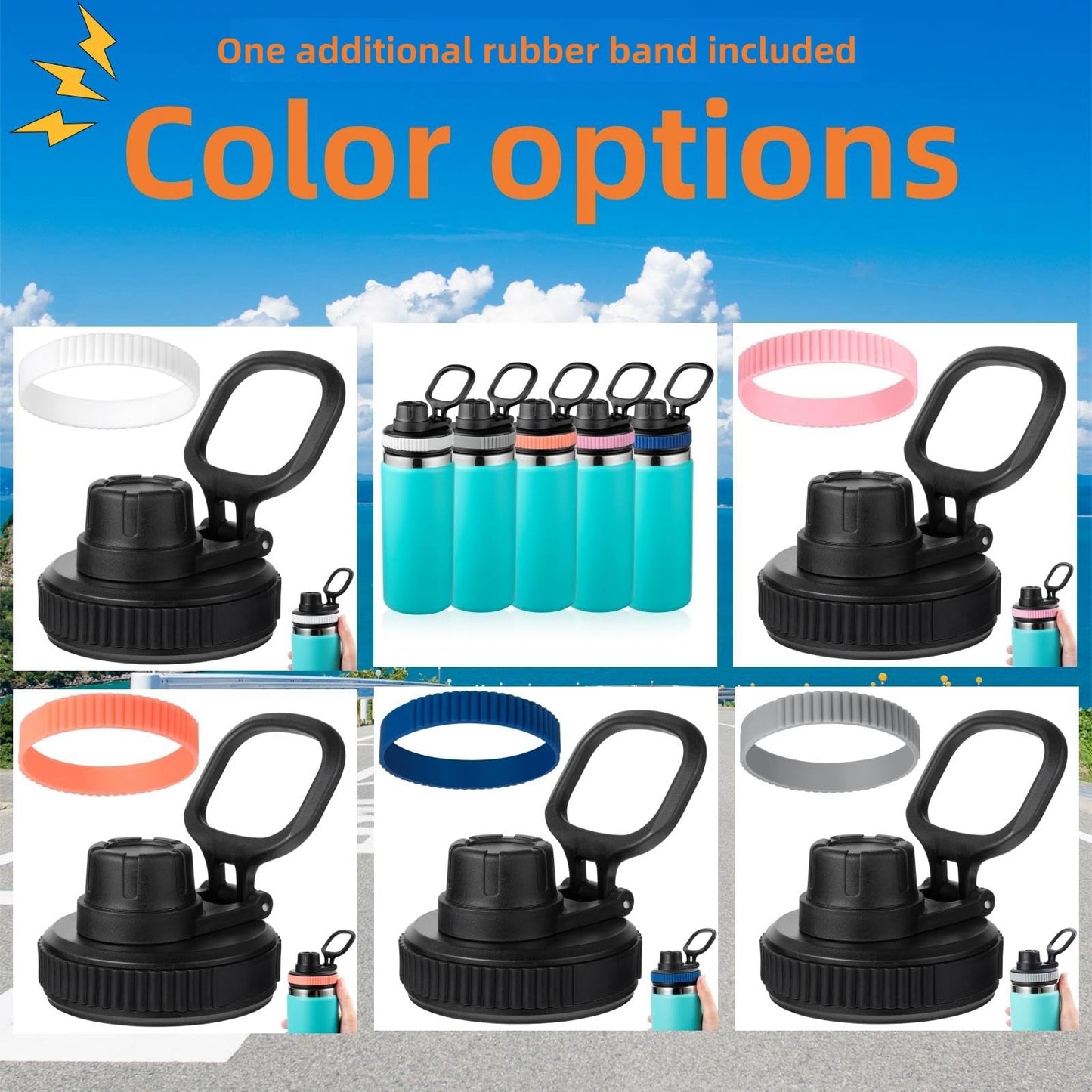 Lid for Hydro Flask Wide Mouth 16 20 24 32 41 OZ, Chug Lid Replacement Sport Cap, Top Accessories